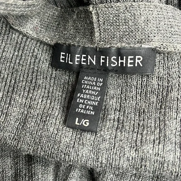 Eileen Fisher Washable Wool Ribbed Long Charcoal Gray Cardigan Sweater - Picture 4 of 5